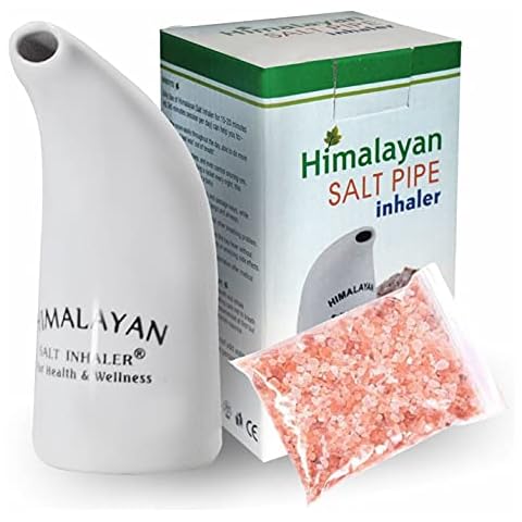 Health Original Himalayan Salt Inhaler Pipe Ceramic Filled with 100% Pure Himalayan Salt - with hygienic with 200Grm Salt Free (Pack of 1 Salt Inhaler) Cover