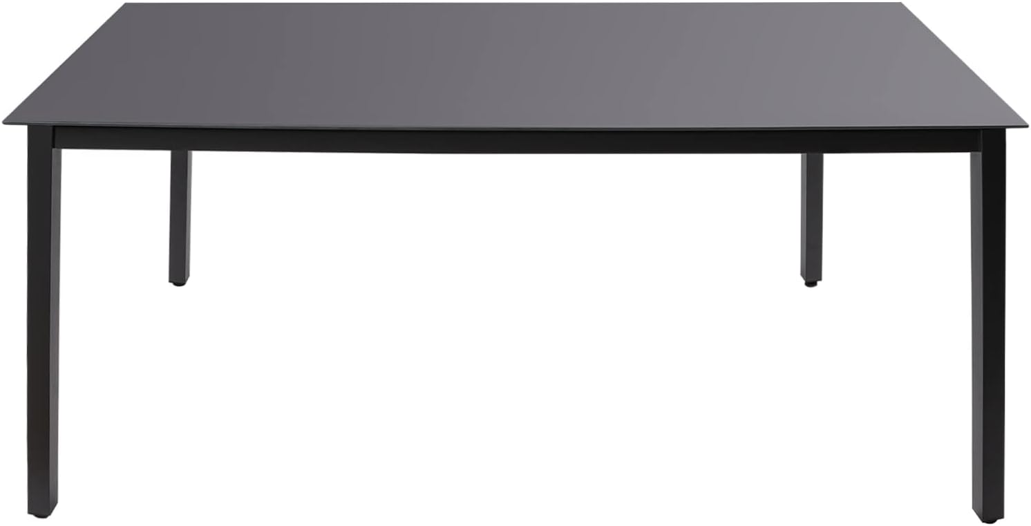 MENGK Garden Dining Table, Modern Rectangular Glass Dining