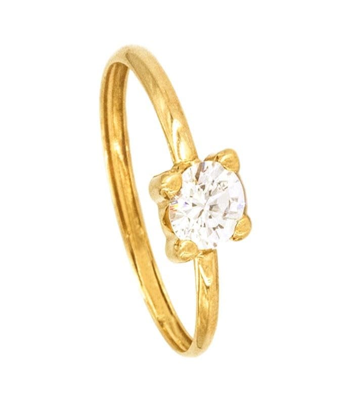 PRIORITY Anillo Solitario en Oro 18K con circonita de 5mm Anillo Mujer Anillo Solitario | Anillo con circonita | Anillo de 5mm | Oro 18 kilates |