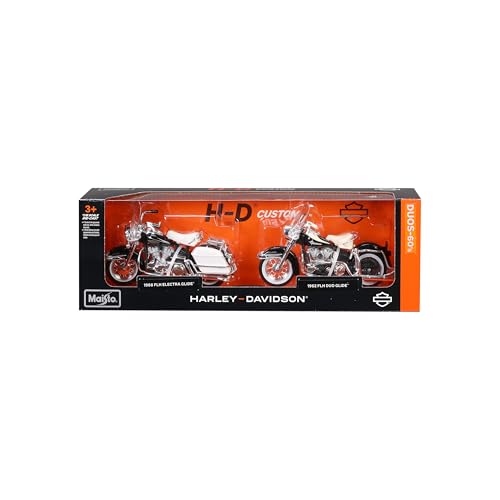 Maisto 1:18 Scale Harley Davidson Duos - 60s Series '68 Electra Glide and '62 Duo Glide Diecast Motorcycles