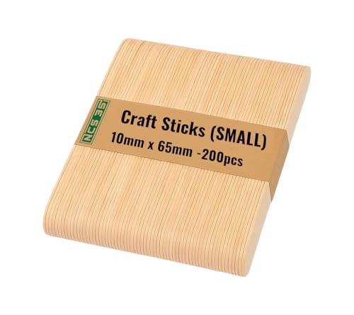Lollypop Carft Sticks 65mm x 10mm NCS35® 200 pcs *Small* Craft & Candy Sticks for Cake Pops, Party & Dessert Supplies Wood Sticks Lollypop Wooden Dessert Sticks Letter Game Natural Craft Sticks