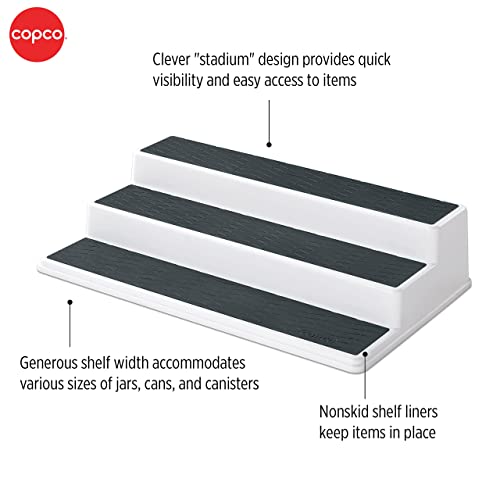 Copco 2555-0188 Non-Skid 3-Tier Spice Pantry Kitchen Cabinet Organizer, 15-Inch, White/Gray Copco 2555-0188 Non-Skid 3-Tier Spice Pantry Kitchen Cabinet Organizer, 15-Inch, White/Gray