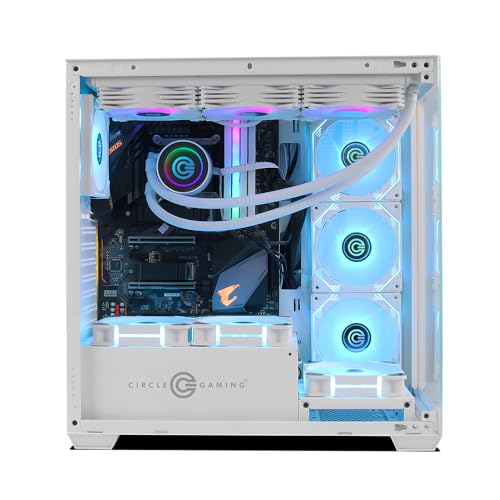 Image of Circle Defender ZX1 Mid- Tower Computer Case | Gaming Cabinet - White | Support ATX, M-ATX, ITX | Infinity Mirror Pre- Installed 3 x 120mm Front and 1 x 120mm Rear ARGB Fans
