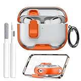 for AirPods Pro 3 Case (2025) with Phone Stand & Cleaner Kit, Cute Soft Silicone Cover for AirPods Pro 3rd Genera case with Keychain for Women Men with Keychain for Airpod Pro case(2025) Orange