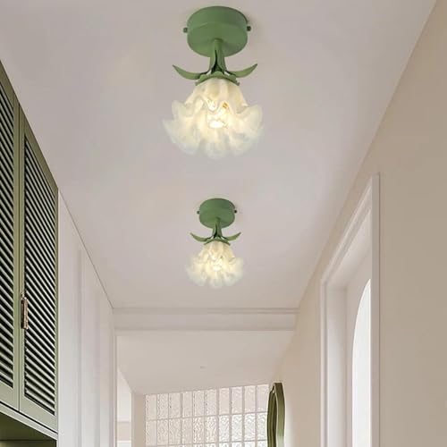 Plafonnier vert moderne du milieu du siècle au design floral - 5