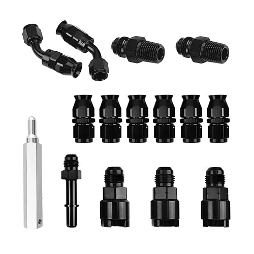 Spelab Cpe 20Ft 6An/8An/10An Fuel Line Kit, Nylon Braided Fuel Line Hose Fitting Kit Black (6An+25Ft) #TOP2