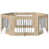 vidaXL Hundetor mit Ständern 6 pcs Sonoma-Eiche 80 x 60 cm, Moderner Hundezäun, klappbares Design, minimalistisches Indoor-Gehäuse, platzsparende Barriere, praktischer Raumteiler