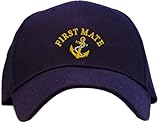 First Mate with Ships Anchor Embroidered Baseball Cap - Navy