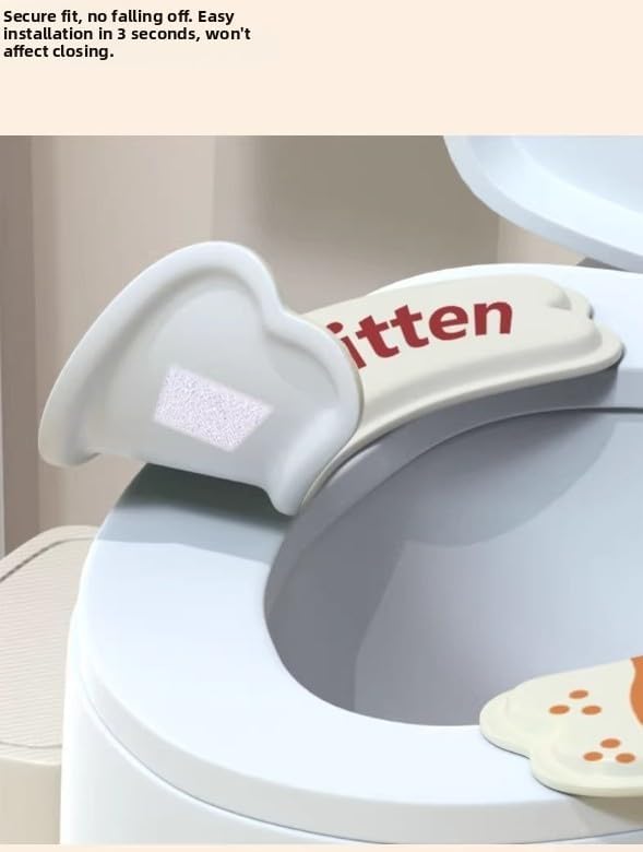 Waterproof EVA Toilet Seat Cover with Cartoon Visuals and Non Slip Base plus Fastener for Standard Toilet Seat Compatibility (cat) — view 5