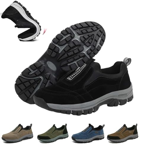 Men's Comfortable Waterproof Orthopedic Walking Shoes, Orthopedic Support Anti-Sprain Hiking Shoes(Black,9)