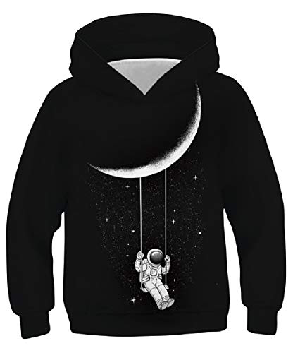 Enlifety Boys Sweatshirts Black Astronaut Hoodies with Pockets Sports...