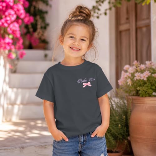 Image of Girls Christian Tees God is Within Her Jesus Shirt for Kids Faith Cute Graphic Bow Tshirt Inspirational Religious Top