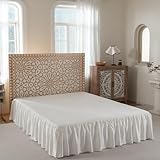 Bed Skirt Queen Size Ruffled Bed Skirt with Split Corners, 18 Inch Drop Dust Ruffle Bed Skirts with Platform, Rayon Derived from Bamboo, Breathable & Soft, White
