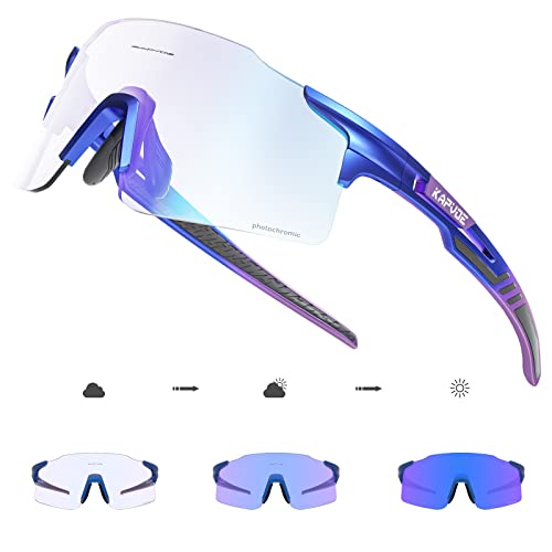 KAPVOE Lunettes Photochromiques Lunette Cyclisme Homme Femmes Velo Route Soleil Sport VTT Running Course a Pied Base-ball Golf Football Protection Cover