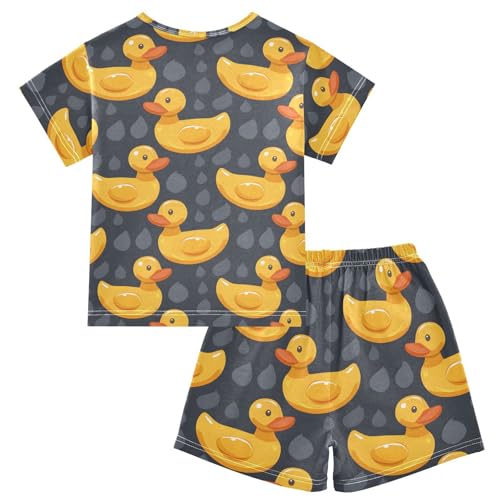 ALAZA Cute Funny Yellow Duck Pajamas Short Sleeve 2 Piece Sleepwear Top and Bottom Pajama Set Unisex2