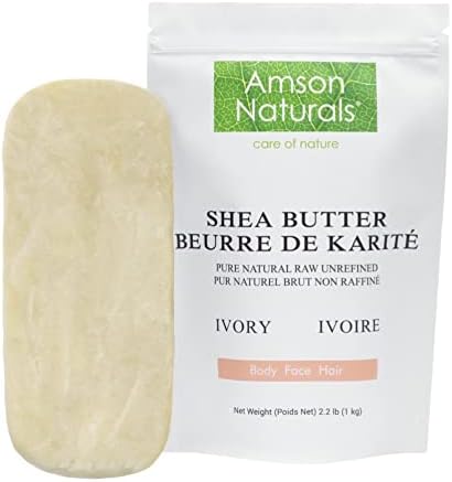 Shea Butter 2.2 lb / 1 kg -100% Natural Raw Unrefined -by Amson Naturals-Use Alone or in DIY Skin Care Recipes,Body Butters,Lotions,Soap,Dry skin,Stretch Marks, Lip Balms and More.