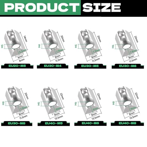 40 Stück Nutensteine M5 mit Zentrierung Kugel Nut 8 T Nutsteine Schrauben Set 40-Serie M5 Aluprofil 40x40 Kohlenstoffstahl Gleitmutter mit Federkugel für Alu C Profil 3D Drucker CNC, Europäische Norm