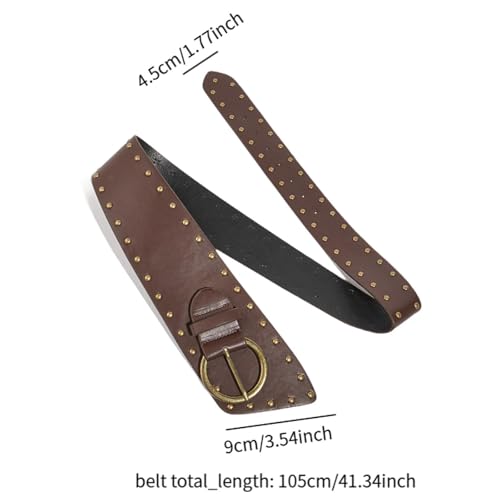 Punk Belt Trousers Accessories Decorative PU Leather Studded Belt 41.34inch3