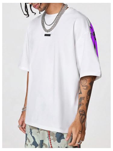 SOLY HUX Men's Graphic Tees Letter Print Drop Shoulder Half Sleeve T Shirt Oversized Summer Tops2