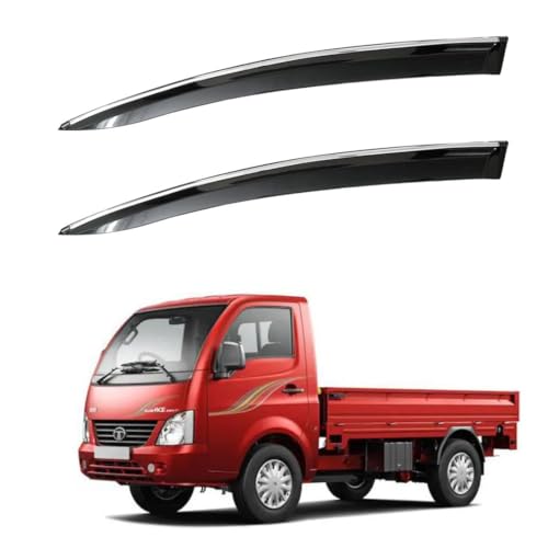 Image of CAR SAAZ Unbreakable Door Visor for Super Ace (2005-2019)(Set of 2 Pcs)|Stylish & Durable Chrome Lined Wind /Rain Deflector