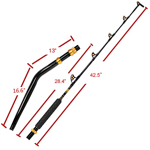 Fiblink Bent Butt Fishing Rod 2-Piece Saltwater Offshore Trolling Rod Big Game Roller Rod Conventional Boat Fishing Pole With Swing Tip #TOP5