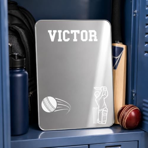Personalized Sports Player Fan Team Club Locker Mirror Magnet – Back to School Decor, Colorful Magnetic Organizer Accessory for Gym, Home, Office & Refrigerator (Cricket)
