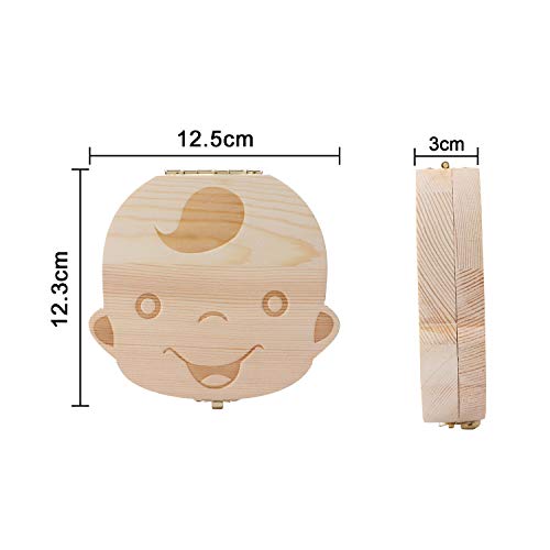Baby Tand Save Box, Kids Tooth Keepsake Box, Houten Keepsake Organizer voor Baby Tanden, Leuke Kinderen Tandencontainer met Pincet en Lanugo Fles om het Childhood Memory door DesignerBox (Boy) te bewaren - Image 3