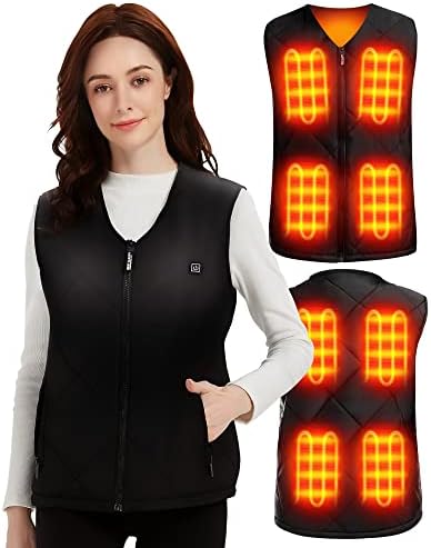 Lvkakmox Women Heated Vest, Collarless Lightweight Womens Heated Jacket Vest, 5 Heating Levels, 8 Heating Zones, Unique Gift for Womens (Battery not included)