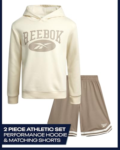 Reebok Active Boys Short Sets - 2 Piece Athletic Lightweight Knit Pullover Hoodie Sweatshirt and Activewear Boys Shorts Sets2