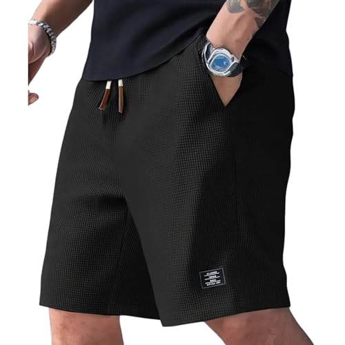 Image of FABRIPPLE Men's Slim Fit Knitted Short for Summer | Stretchable Fabric | Breathable & Lightweight | Casual Lounge Short with Elastic Waistband & Drawstring
