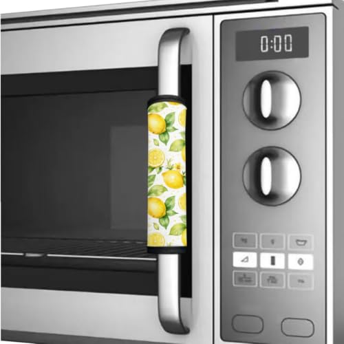Image of Refrigerator Door Handle Covers Set of 6 Kitchen Electrical Appliances Handle Protector Anti-Slip Fridge Microwave Oven Home Accessories, Lemon Yellow White