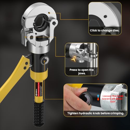Anbull Hydraulic Copper Tube Crimping Tool,Copper Pipe Fittings Crimping and Plumbing Tool with Crimping Dies Jaw 1/2\", 3/4\", 1\"