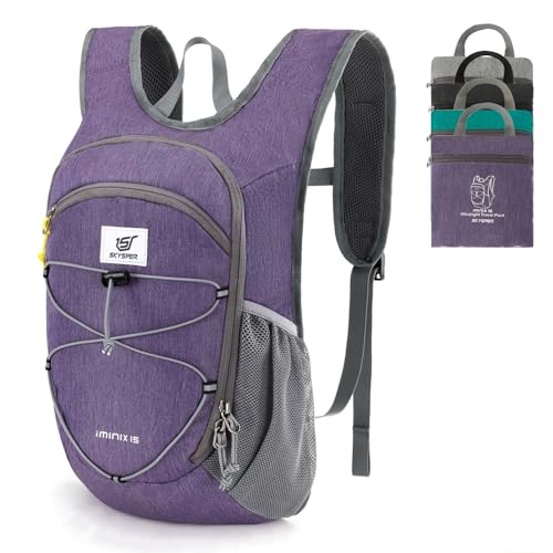 SKYSPER Mochila Plegable Ultraligera 15L, Mochila de Senderismo con Correa para el Pecho, Mochila Viaje Pequeña para Hombre y Mujer