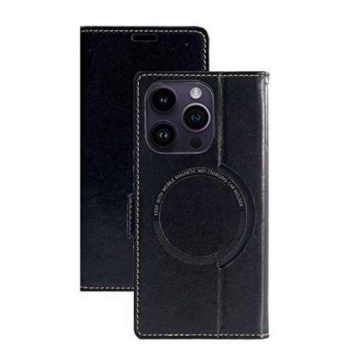 Étui à rabat en cuir PU pour iPhone 12 housse antichoc noire
