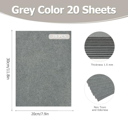 Image of 20Pcs Stiff Felt Sheets, 1.5mm Thick Felt Fabric Squares for Sewing & DIY