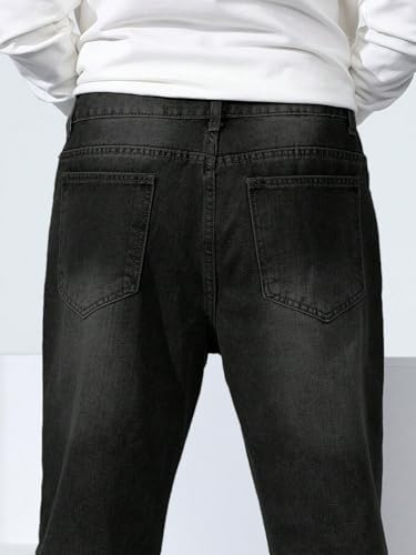 Image of Lymio Jeans for Men | Loose Fit Baggy Denim Pants | Mens Stylish Light Blue Wide Leg Vintage Washed Trousers | Casual Button Front Classic Pocket Styling Comfortable Streetwear Pant (LU-76-77)