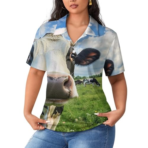 Polo de manga corta para mujer transpirable Cow and Farm ropa de ocio y moda sport chic