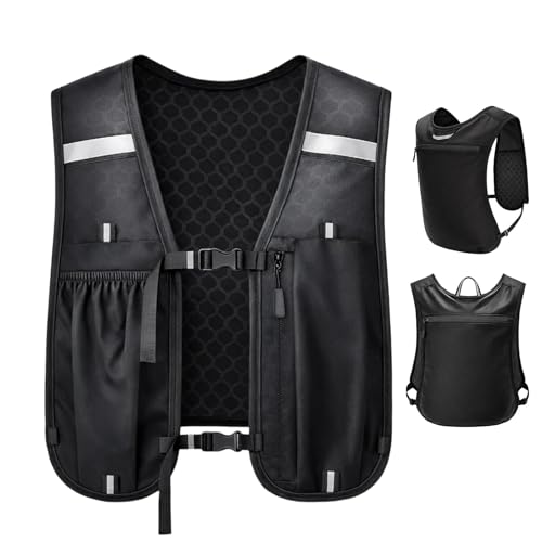 Laufweste Damen und Herren, Laufweste, Laufen Zubehör, Multifunktionaler, ultraleichter Radrucksack mit verstellbarem Brustgurt für Laufen, Camping, Wandern und andere Sportarten