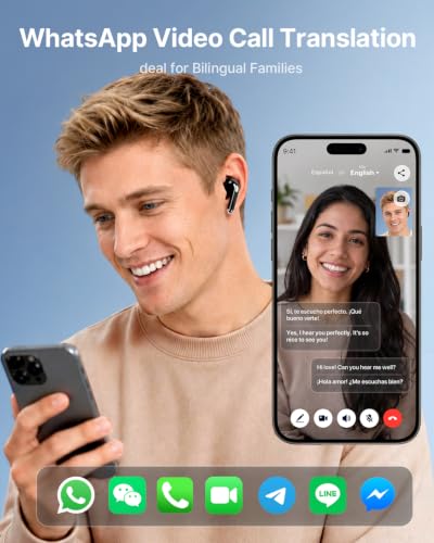 Image of AI Translation Earbuds Real Time 157 Languages Translator Ear Buds Interpreter Earphones, in-Ear Earbuds Support Playing Music Phone Calls, Audifonos Traductores Ingles Espanol for Travel Business