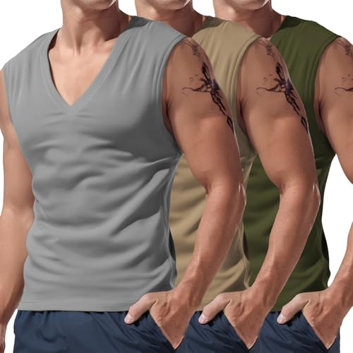 Débardeur de gym homme sans manches lot de 3 t-shirts entraînement fitness S