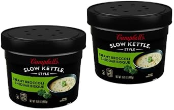Slow Kettle Style Soup, 15.5 Ounce Microwavable Bowl + King Combo QR Code Creamy Broccoli Cheddar Bisque 2 Count