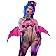 KORURACLUB Sexy Kostüme Frauen (7-teiliges Set) Pink PU Sexy Cosplay Succubus Dessous Cosplay Damen Faschingskostüme(S)