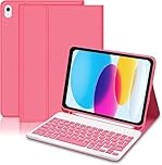 Lielax Keyboard case for ipad 10th Generation 2022/A16 11th Generation inch 2025(10.9/11 Inch), UK Layout Detachable Wireless Bluetooth Keyboard Case for ipad 11/10 Gen - Pink