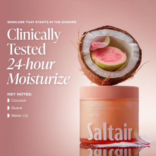 Image of Saltair Multi-Lipid Body Butter | Coral Coast Ceramide Moisture | 10 oz | Creamy texture with conditioning ingredients for lasting hydration and a soft comfortable finish