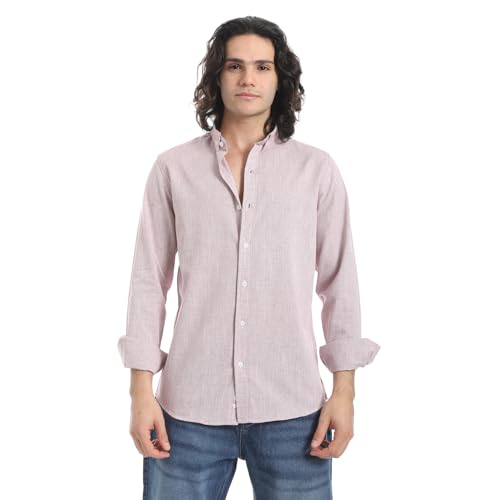 قميص سادة بياقة مطوية لأسفل من اندورا، لون بينك (Dusty Pink)...