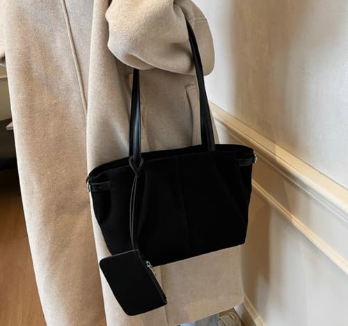 Slouchy Suede Tote Bags for Women Retro Crossbody Purses Trendy Shoulder Bag Satchel Purse Handbag for Winter Fall2