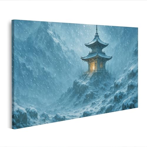 islandburner Tableau mural sur toile Tour de neige Sanctuaire de montagne - Paysage cinématique Fantasy Poster