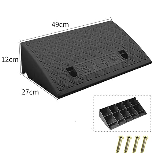 Bordsteinrampe 500×270×120mm Tragbare Bordsteinrampe Leichte Kunststoff Schwellenrampe 12cm Anstieg Übergangsrampe für Gehwege Auto Fahrrad Rollstuhl Motorrad Handwagen, rutschfeste Oberfläche 1Stück