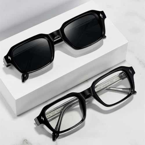 Lunettes de soleil rectangulaires rétro style punk et rivets UV400
