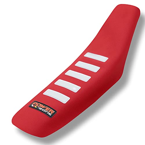 fewfuss Universal Dirt Bike Seat Cover Soft Non-Slip Gripper White Stripe Seat Covers for Motorcycle Red